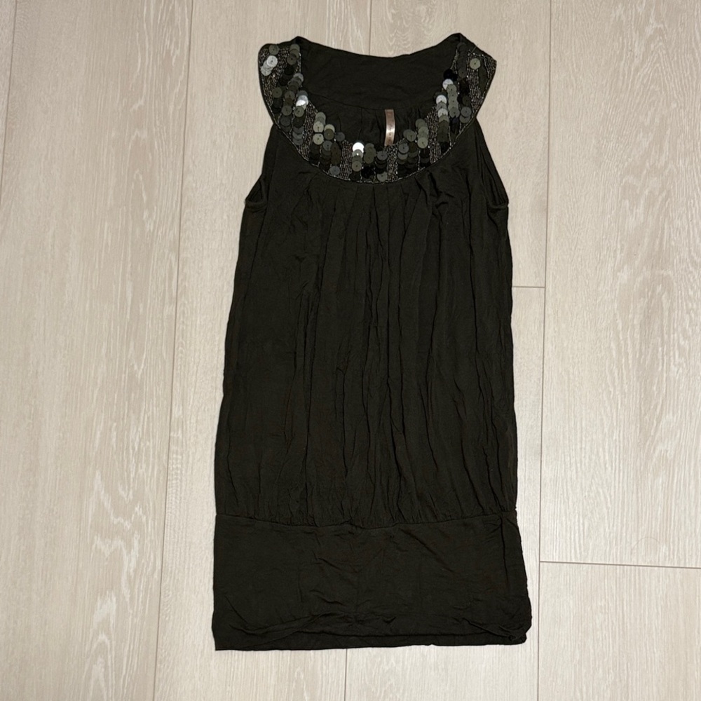 3/$10 Papaya Olive Tunic with Sequin Neckline